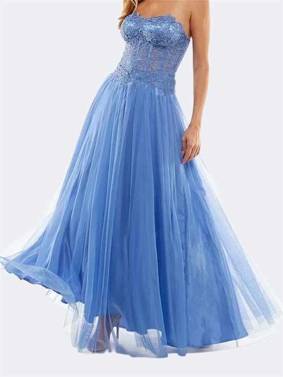 BCX Dresses & Skirts - BCX Dress Periwinkle Strapless Lace Bodice Evening Ball Prom Dress/Gown
